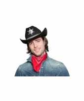 Carnavalskleding western cowboyhoed zwart sheriff ster