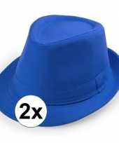 Carnavalskleding x kobalt hoedje trilby model volwassenen 10114693