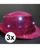Carnavalskleding x toppers glitter hoedjes roze led verlichting 10109502