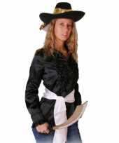 Carnavalskleding zwart dames piraten overhemd
