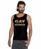 Carnavalskleding zwart gay power pride tanktop mouwloos shirt heren