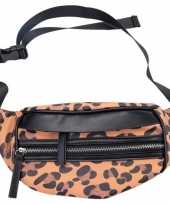 Carnavalskleding zwarte bruine luipaardprint heuptas fanny pack cross body tas nel tijgervel