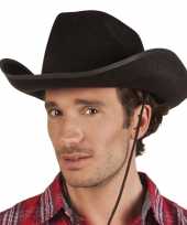 Carnavalskleding zwarte cowboyhoed rodeo wilde westen verkleedaccessoire