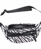 Carnavalskleding zwarte witte zebraprint heuptas fanny pack cross body tas