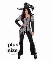 Grote maat zwart wit halloween gothic carnavalskleding dames