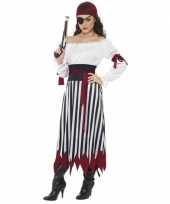 Zwart wit rood piraten carnavalskleding dames